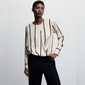NWT Mango Rayada Stripe Satin Blouse